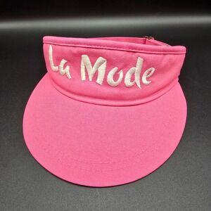 Vintage La Mode Hot Pink Embroidered Visor Active Headwear ‎ Adjustable Strap